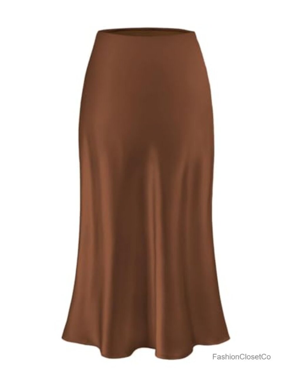 Women's Silk Satin Midi Skirt High Waist A-Line Long Skirt